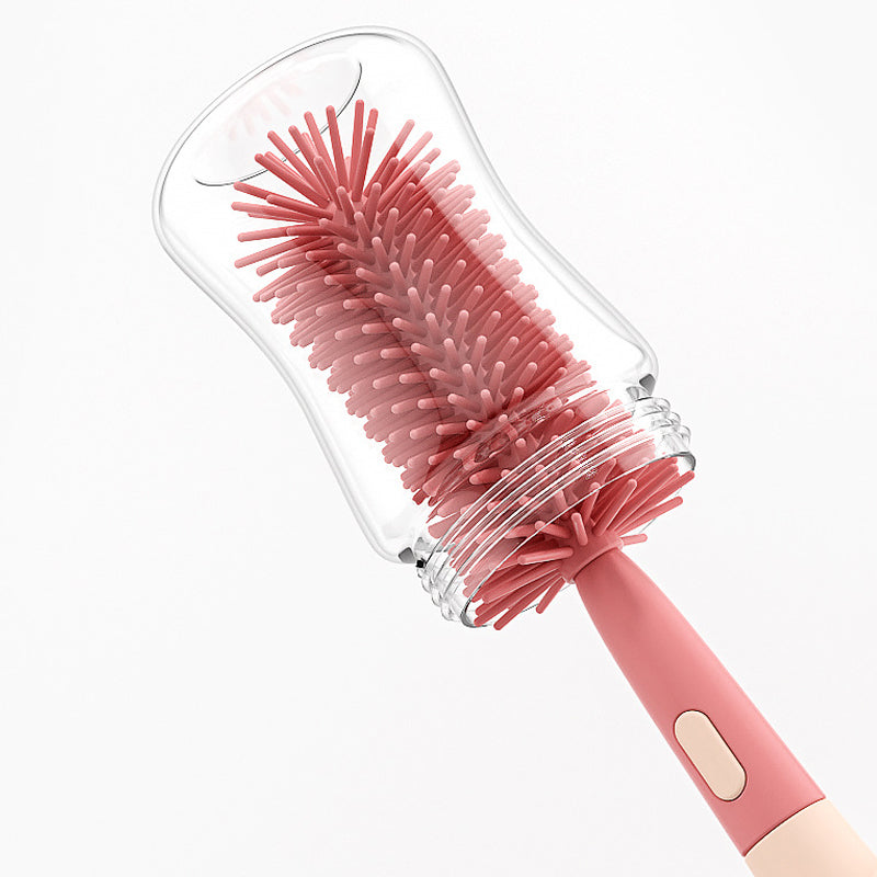 Vibe Geeks 3 in 1 Silicone Bottle and Teat Cleaning Brush - Red