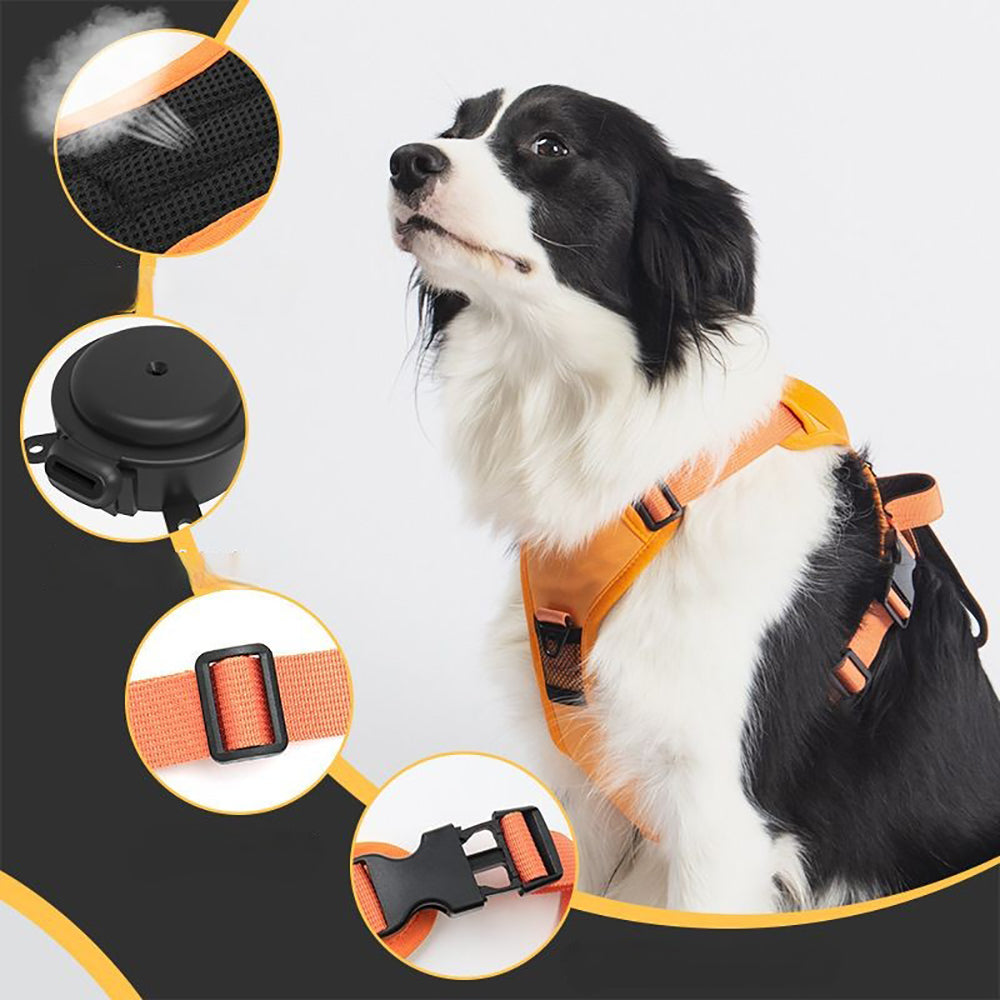 Vibe Geeks Ultimate 2-in-1 Reflective No-pull Dog Harness with Retractable Leash and Control Handle - Black - L