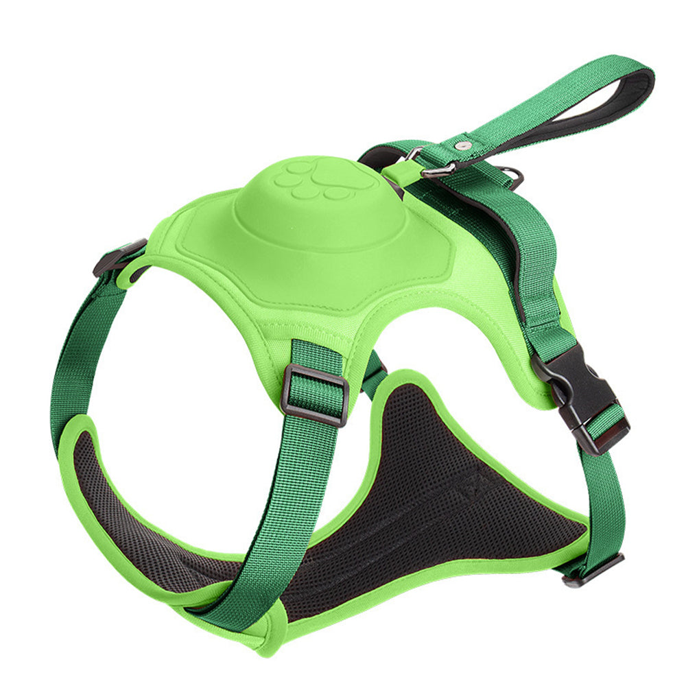 Vibe Geeks Ultimate 2-in-1 Reflective No-pull Dog Harness with Retractable Leash and Control Handle - Green - L