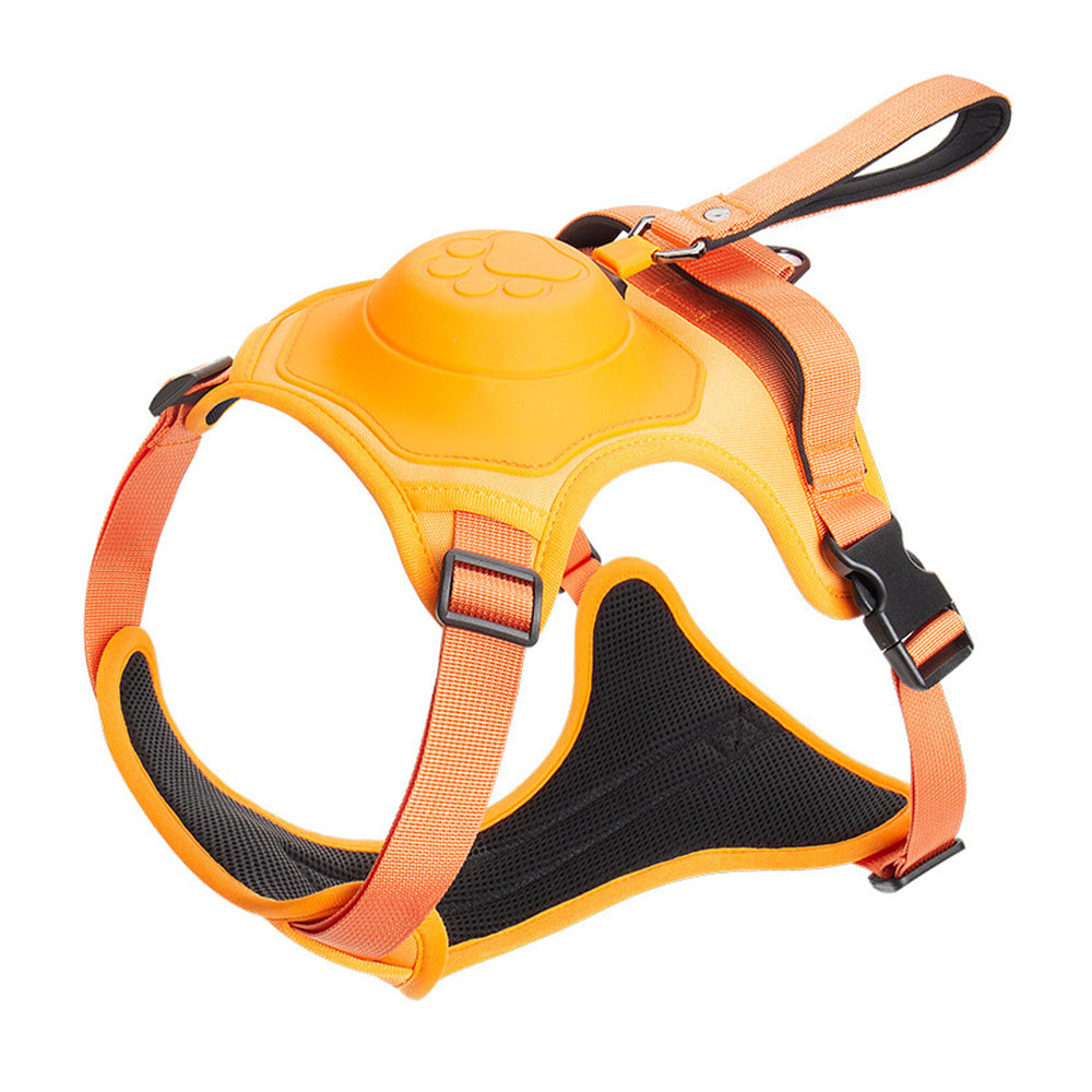 Vibe Geeks Ultimate 2-in-1 Reflective No-pull Dog Harness with Retractable Leash and Control Handle - Orange - L