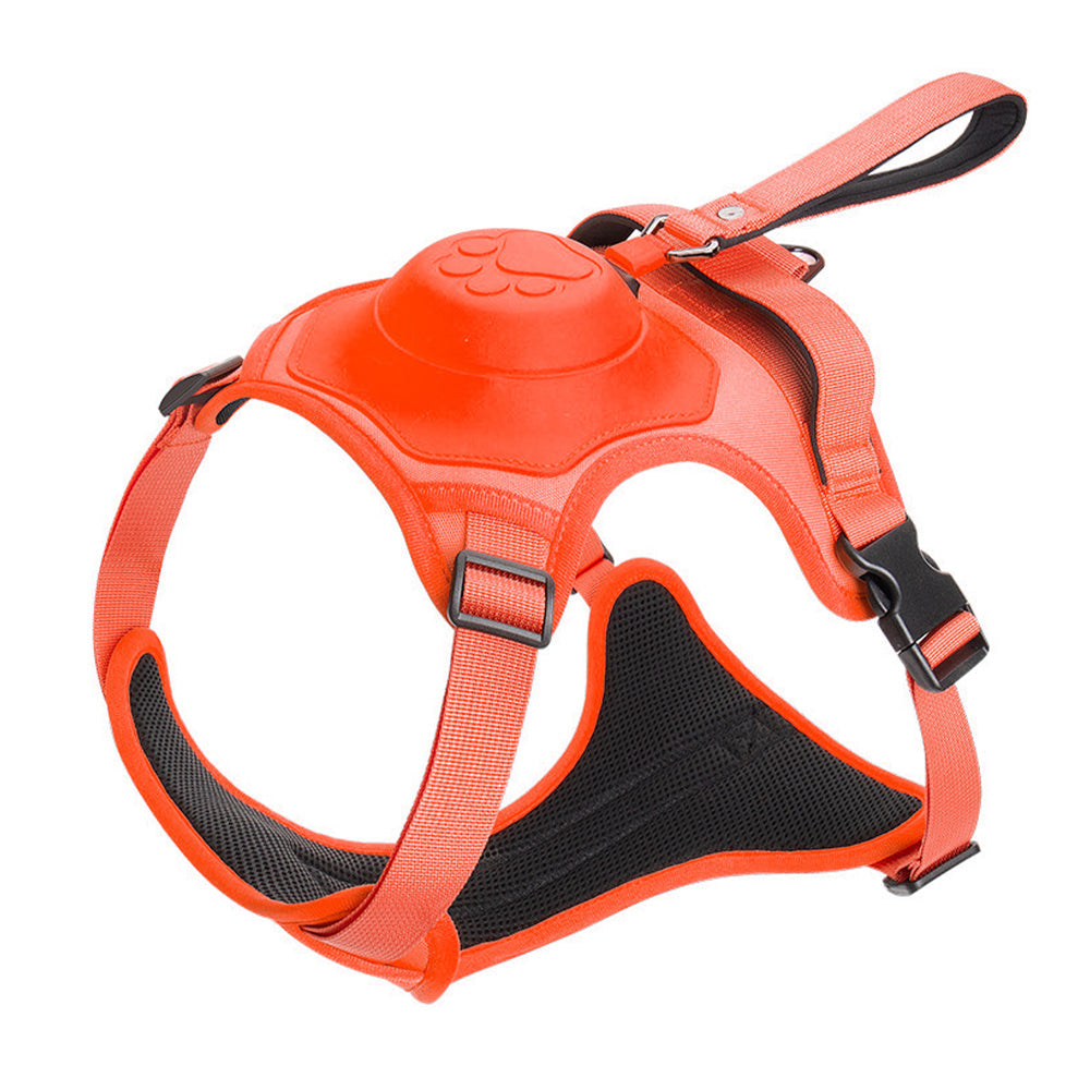 Vibe Geeks Ultimate 2-in-1 Reflective No-pull Dog Harness with Retractable Leash and Control Handle - Orange - Xl