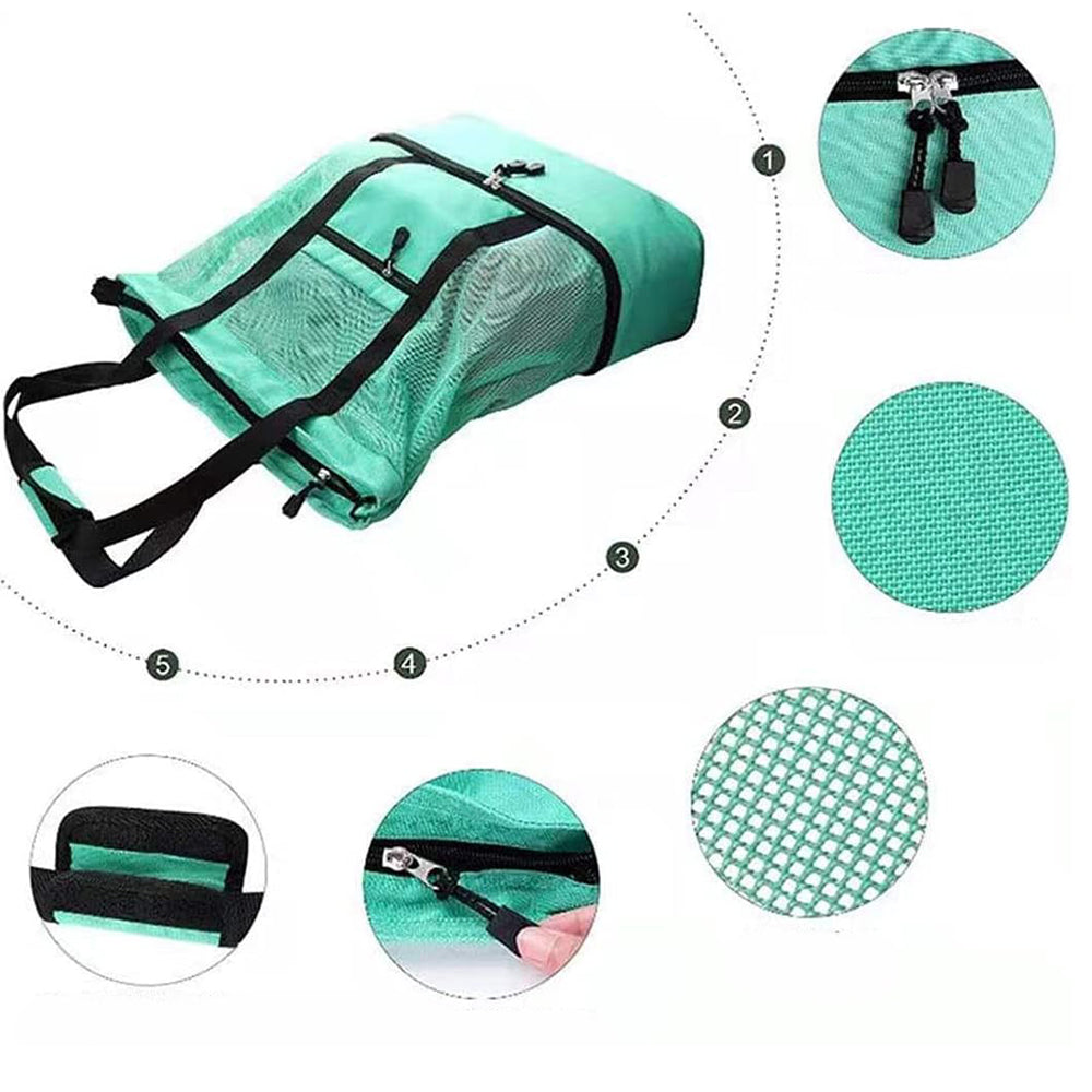 Vibe Geeks 2 in 1 Mesh Beach Tote Bag with Insulated Cooler - Pink