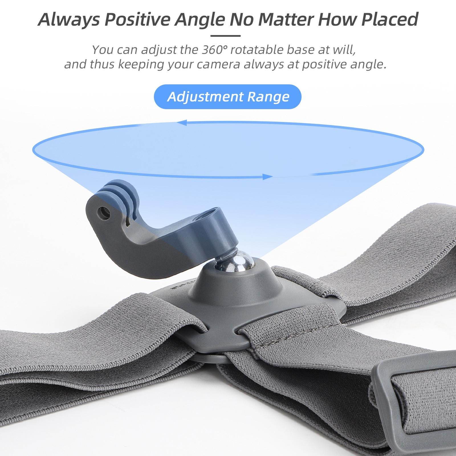 Adjustable 360 Degree Head Strap for Action Cameras - Grey