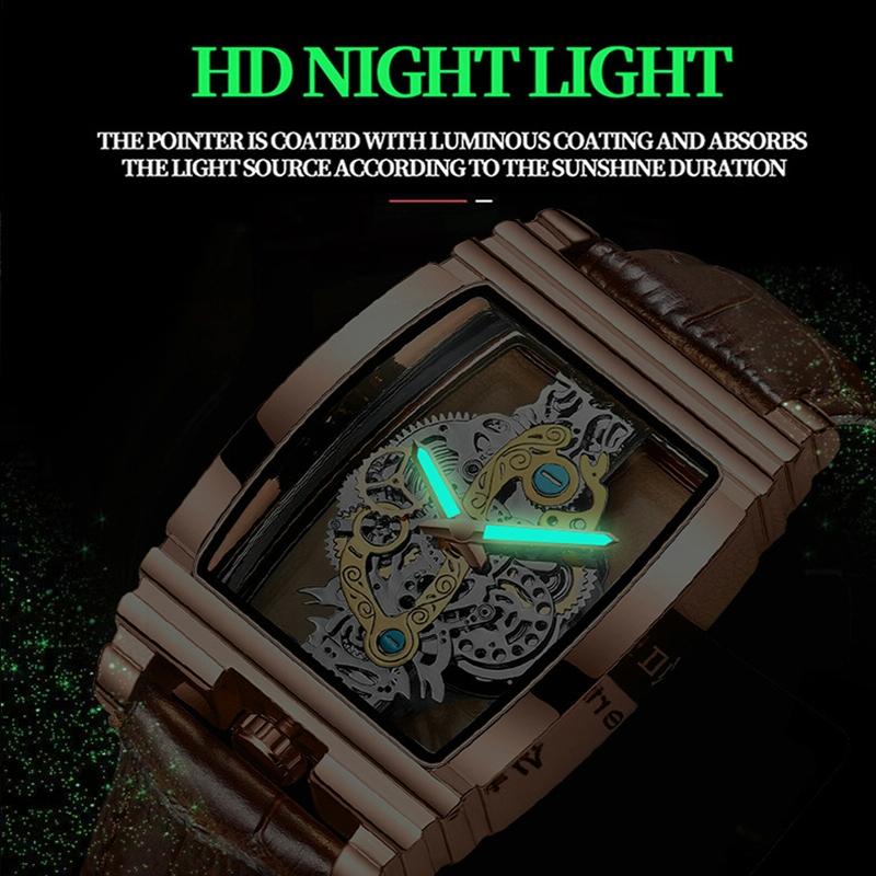 Waterproof Luminous Business Watch for Men - Gear Hollow Outdoor - Black Leather Gold