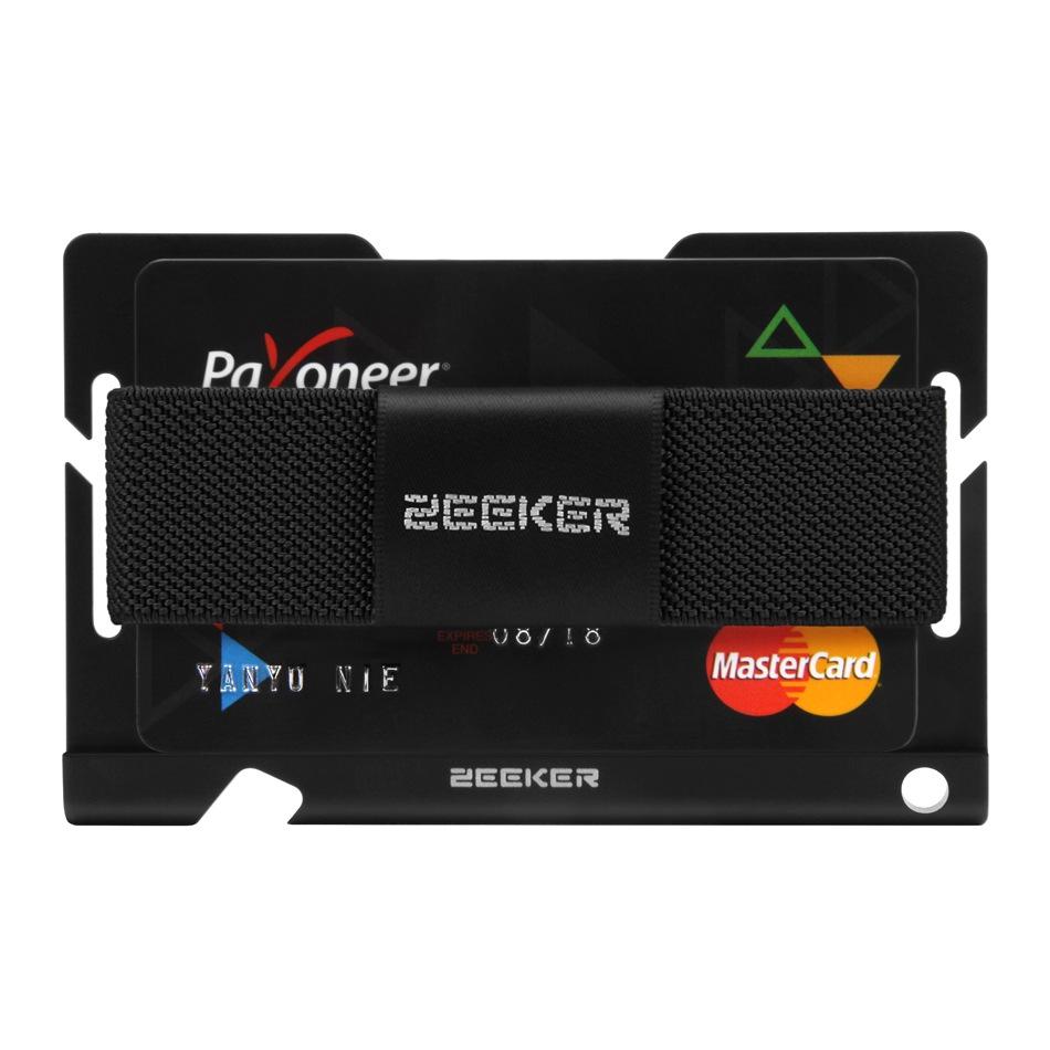 Multi Function Aluminum Card Holder For Men & Women Elastic Band Wallet - Dark Coffee