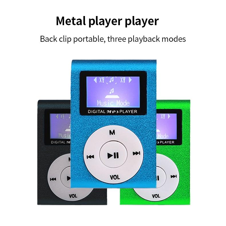 Metal Mini Mp3 Player + Earphones & Cable - Red