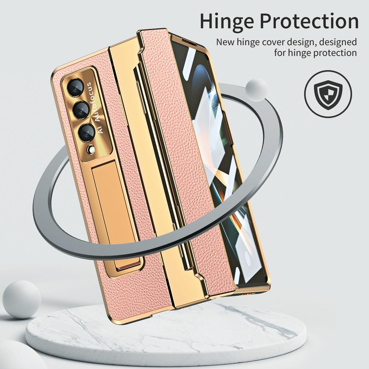 For Samsung Galaxy z Fold4 5G Full Coverage Phone Case with Hinge - Integrated Design - Gold + Gold
