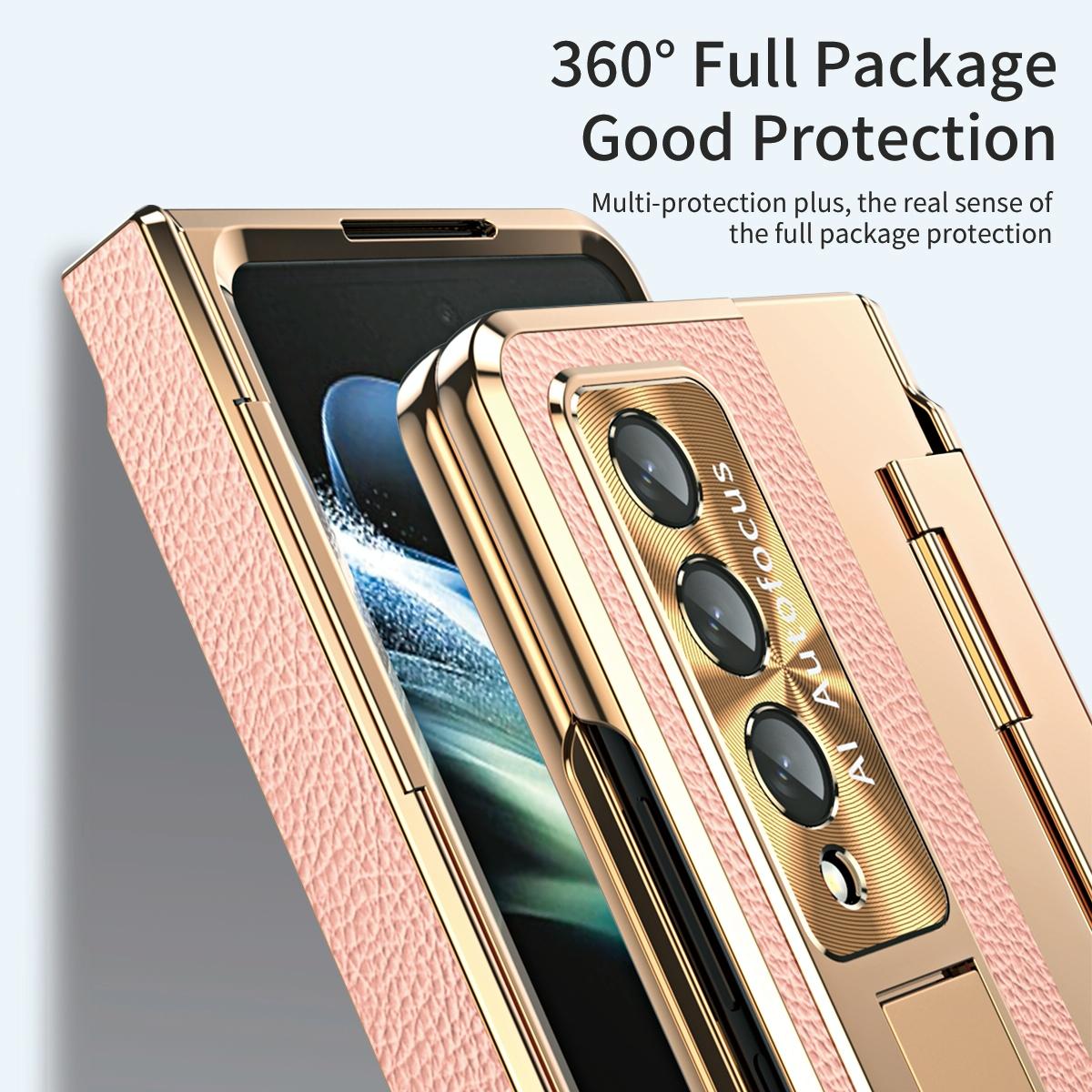 For Samsung Galaxy z Fold4 5G Full Coverage Phone Case with Hinge - Integrated Design - Gold + Gold