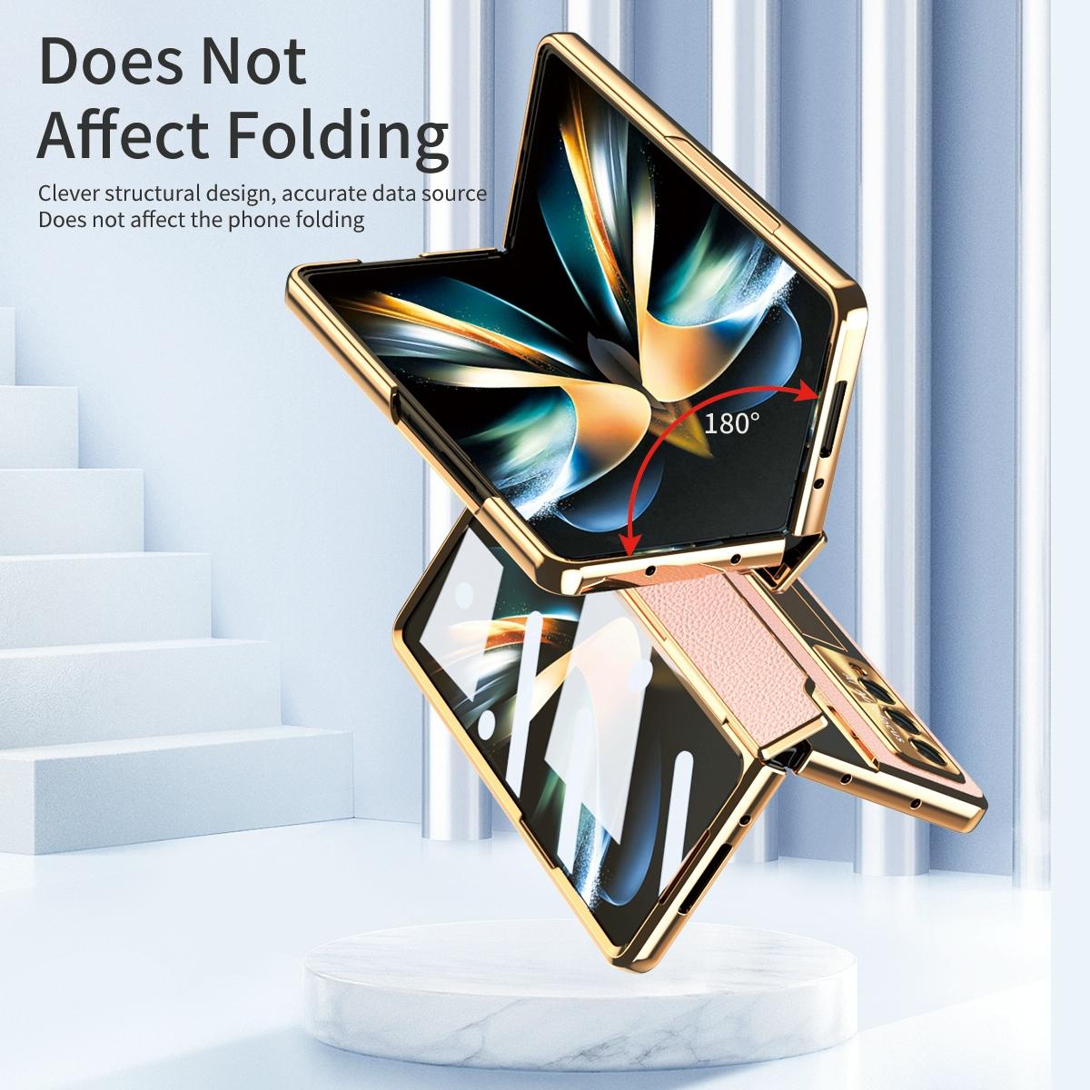 For Samsung Galaxy z Fold4 5G Full Coverage Phone Case with Hinge - Integrated Design - Gold + Gold