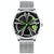 Men Metal Motorcycle Watch with Rotating Hub - White Net White Steel Green Surface
