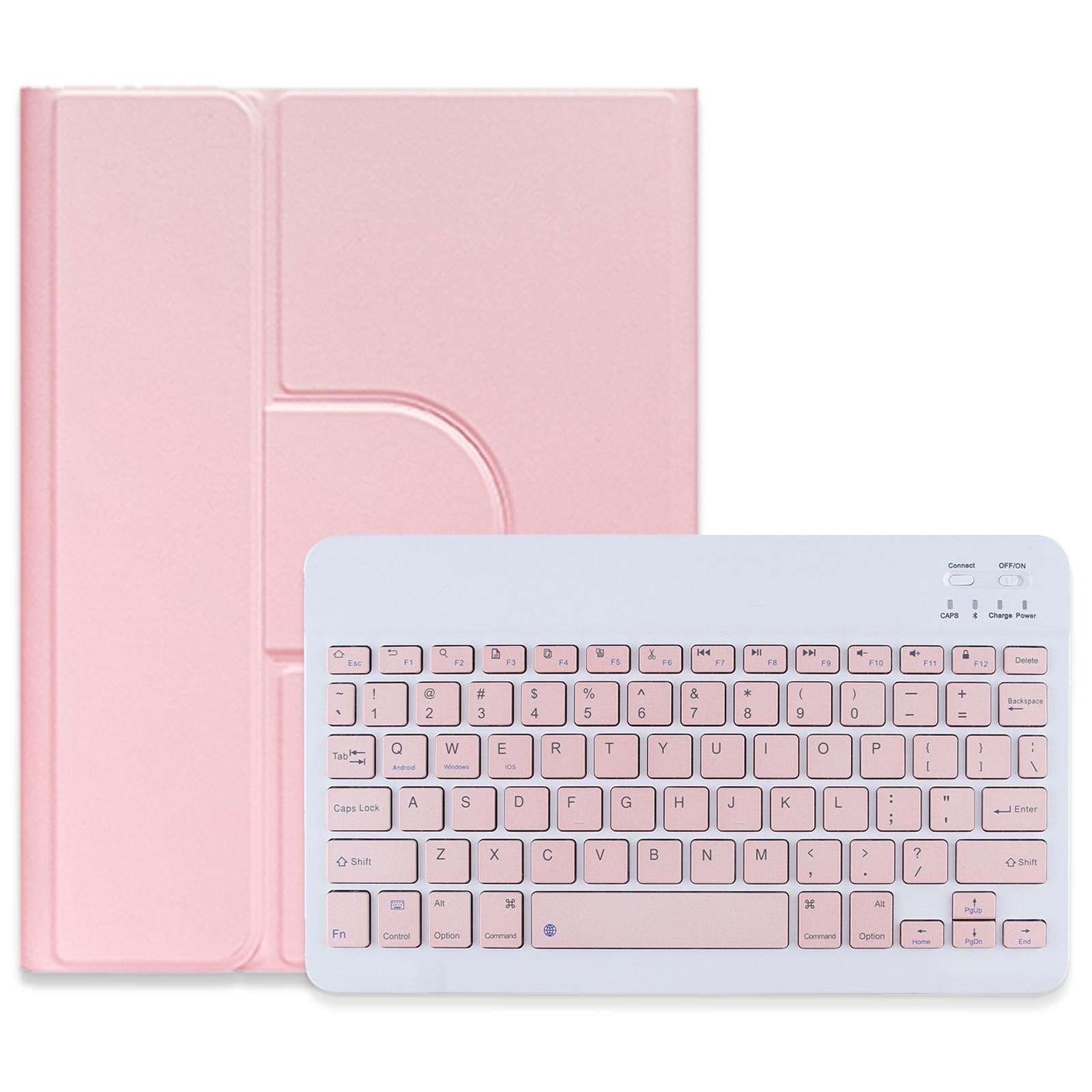 360 Degree Rotatable Bluetooth Keyboard Leather Case - Square Button - Pink - For Ipad 10Th Gen 10.9 2022