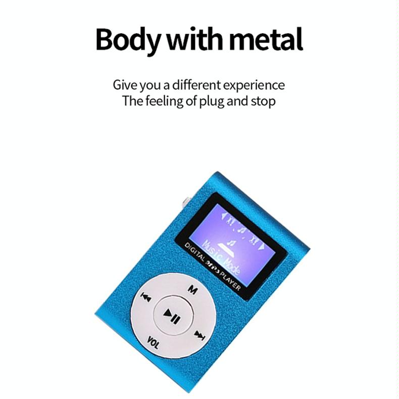 Metal Mini Mp3 Player With Screen Earphone+Cable - Red