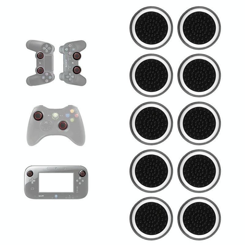10-piece Luminous Gamepad Button Caps for Ps5 / Ps4 / Ps3 / Xbox one / 360 / Pro / Series x / s - Black White Circle