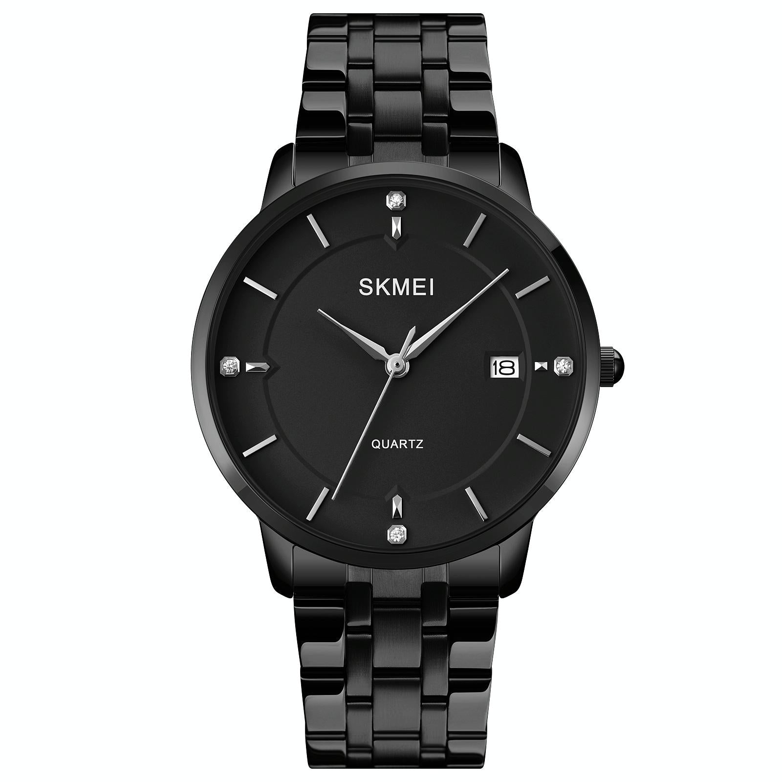 Men Casual Quartz Watch With Calendar - 1801 - Silver Steel Belt