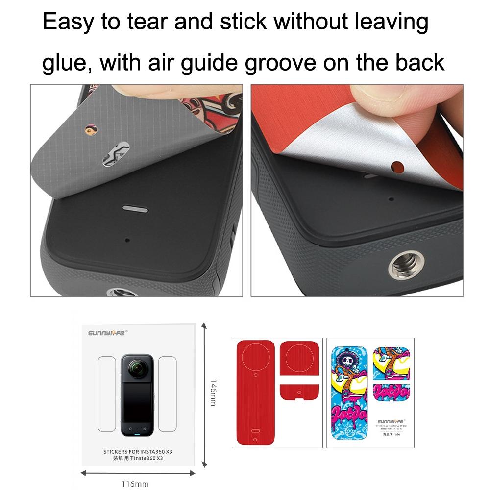 Protective Film Stickers for Dji Insta360 X3 Panoramic Camera - Pirate + Drawing Red