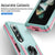 For Samsung Galaxy Z Fold4 5G Shockproof Case With Holder - Pc Tpu - Green + Pink