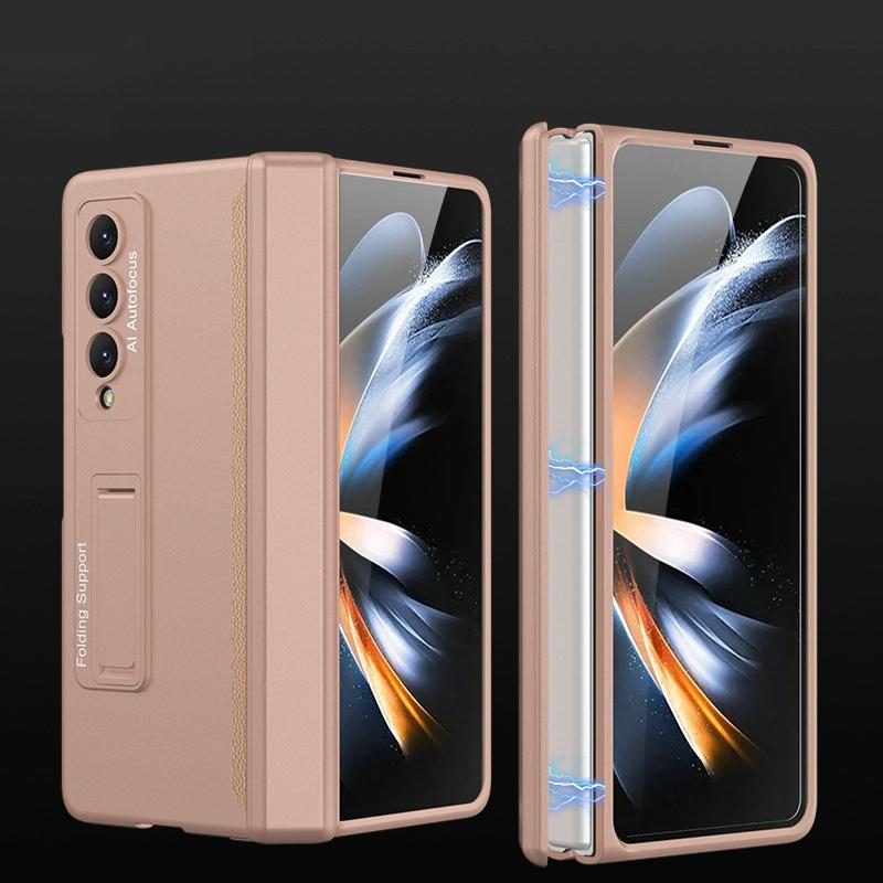 For Samsung Galaxy Z Fold4 5G Foldable Magnetic Hinged Case - Champagne Gold