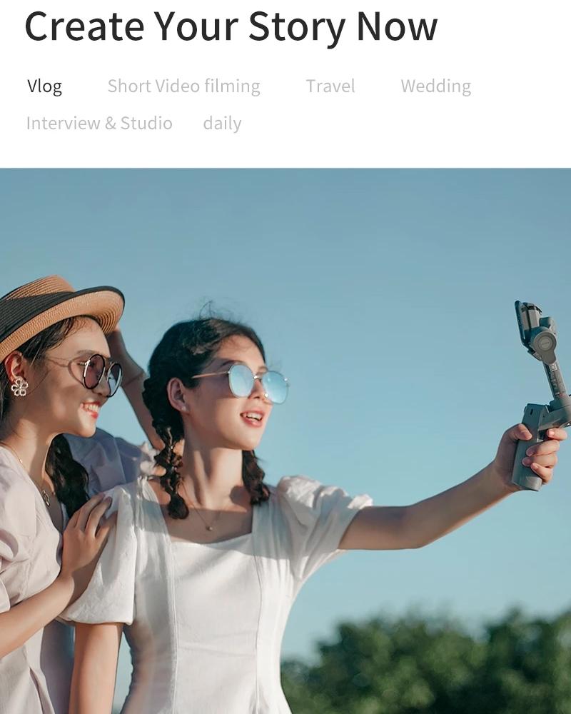 Foldable 3-axis Gimbal for Action Camera and Smartphone - Grey