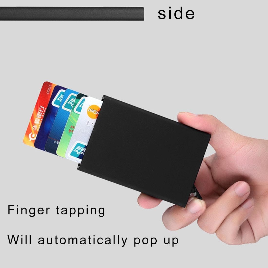 Stainless Steel Pu Business Card Holder Antimagnetic 10X6.2X0.8Cm - Grey