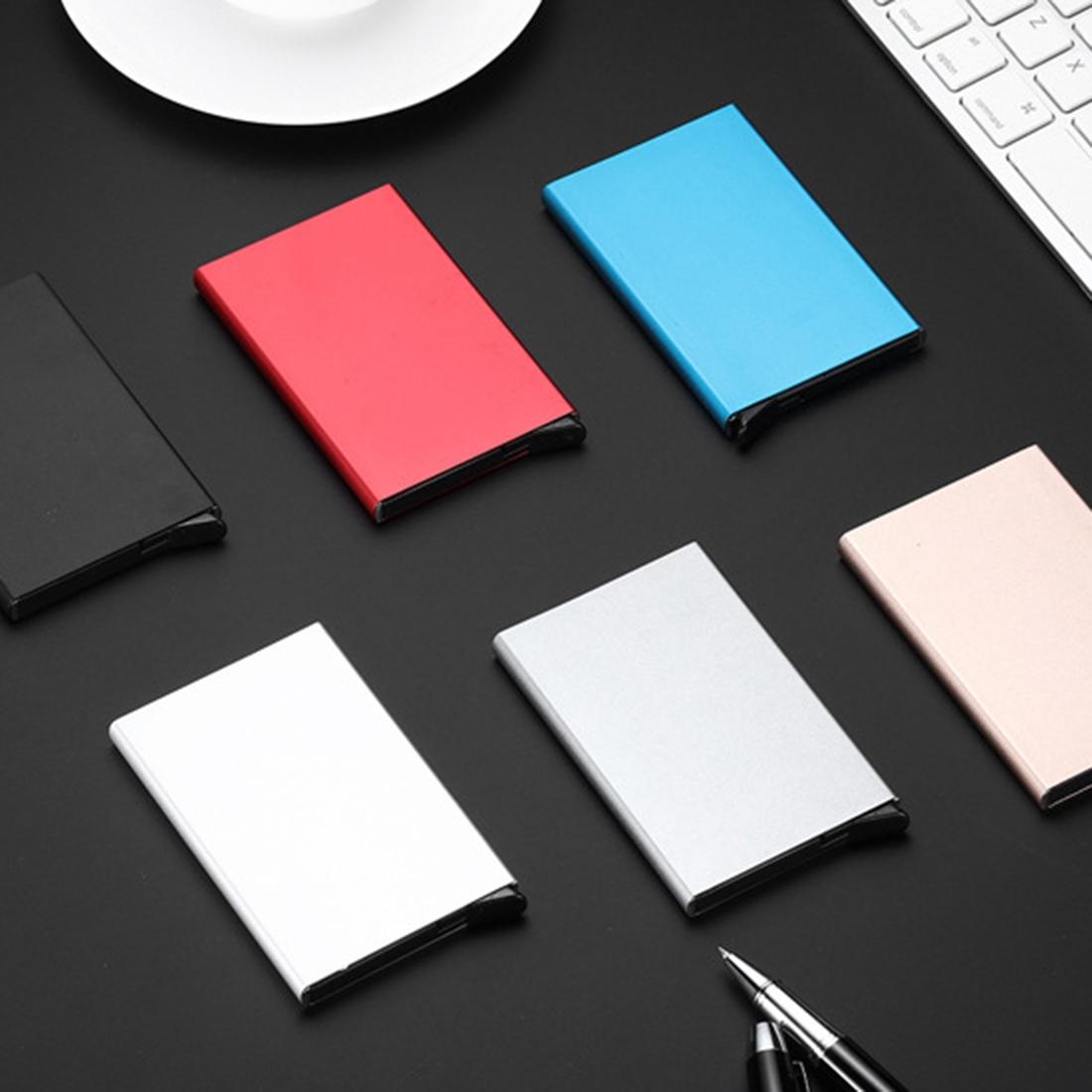 Stainless Steel Pu Business Card Holder Antimagnetic 10X6.2X0.8Cm - Grey