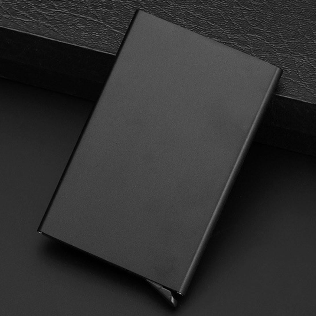 Stainless Steel Pu Business Card Holder Antimagnetic 10X6.2X0.8Cm - Grey