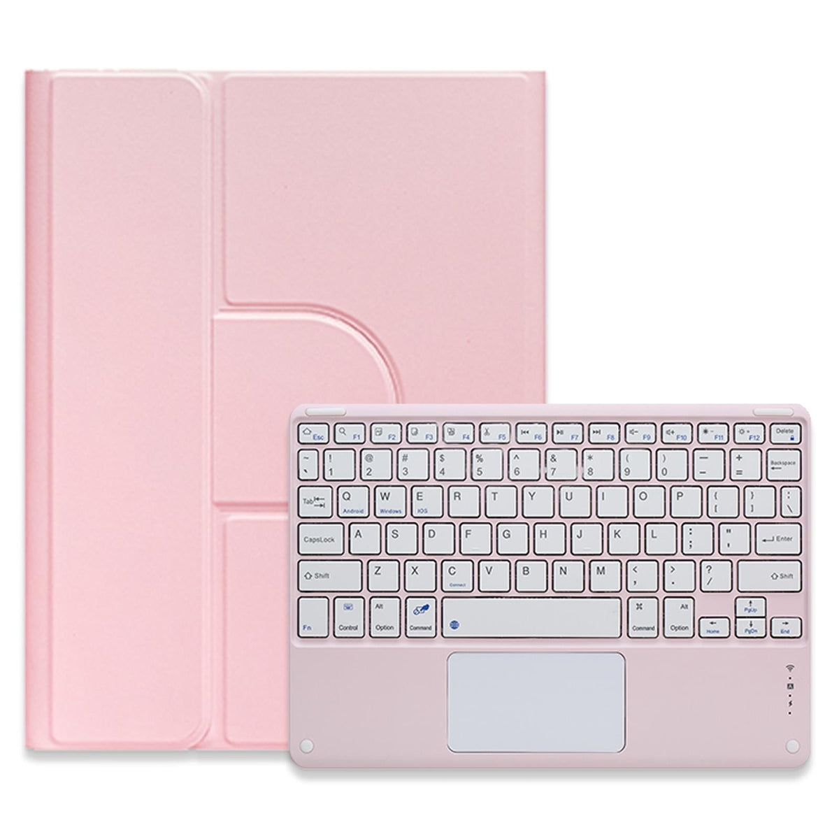 360 Degree Rotatable Bluetooth Keyboard Leather Case With Touchpad - Square Button - Pink - For Ipad Air 2022 / Ipad Pro 11 2021