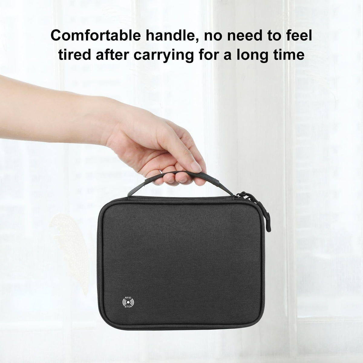 Passport Wallet With Handle Document Organizer & Card Holder - Grey