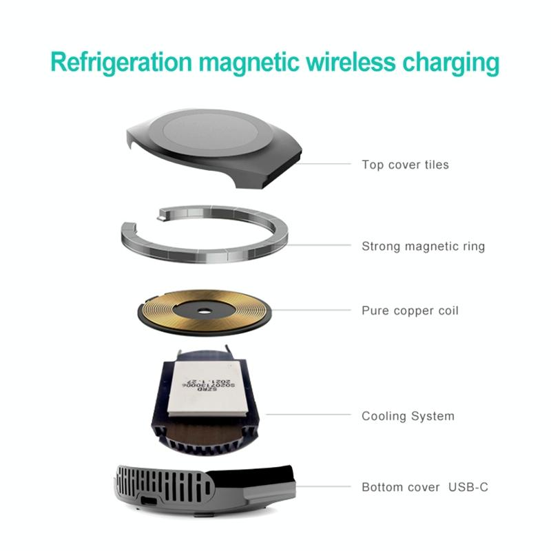 15W Magnetic Wireless Charger For Refrigeration - Grey