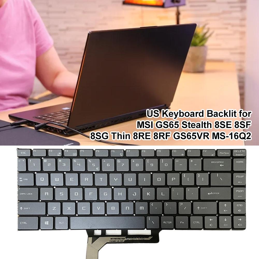 Backlit Laptop Keyboard for Msi Gs65 Series - us Version - Grey