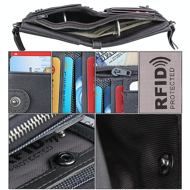 Men Leather Rfid Blocking Card Holder Wallet - 12.1x9.4x2.7cm - Ccb1085H