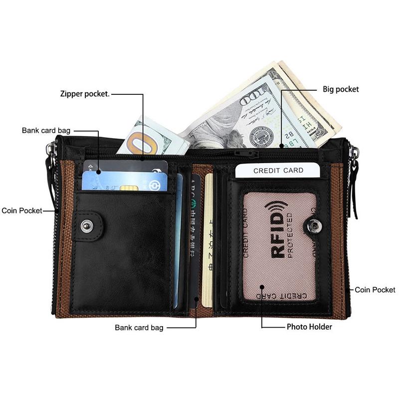 Men Leather Rfid Blocking Card Holder Wallet - 12.1x9.4x2.7cm - Ccb1085H