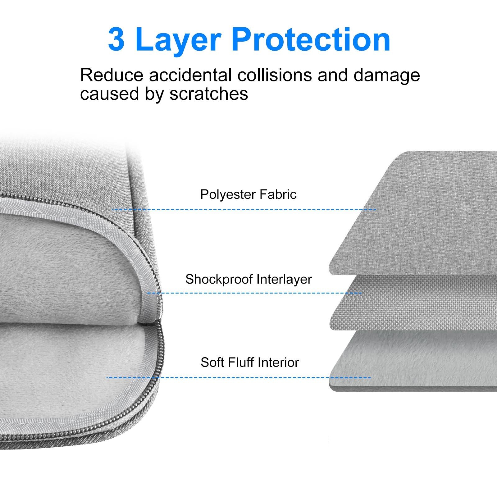 15-16.7 Inch Laptop Briefcase Bag with Zipper for 16 Inch Sleeve - Grey