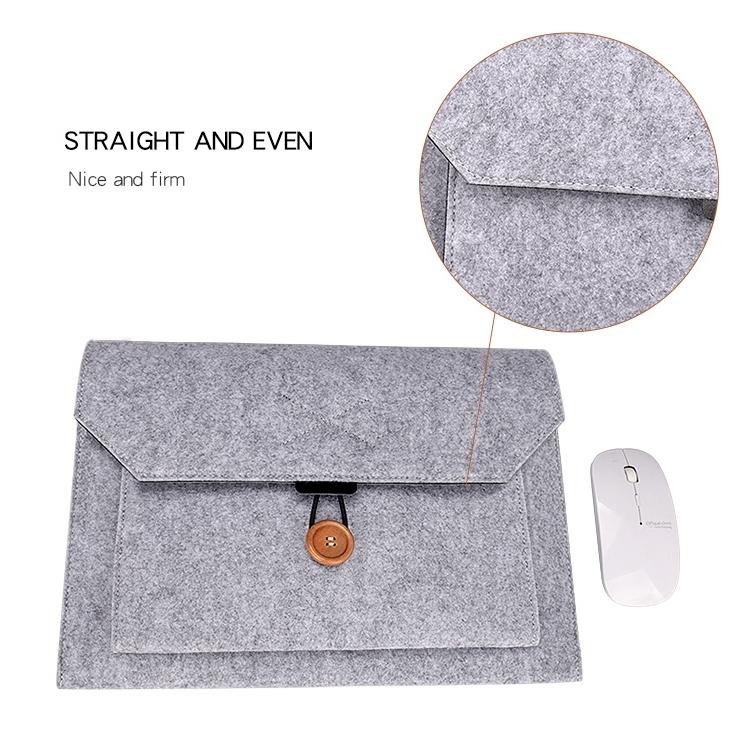 15.4 Inch Grey Felt Laptop Inner Bag with Multi-purpose Button