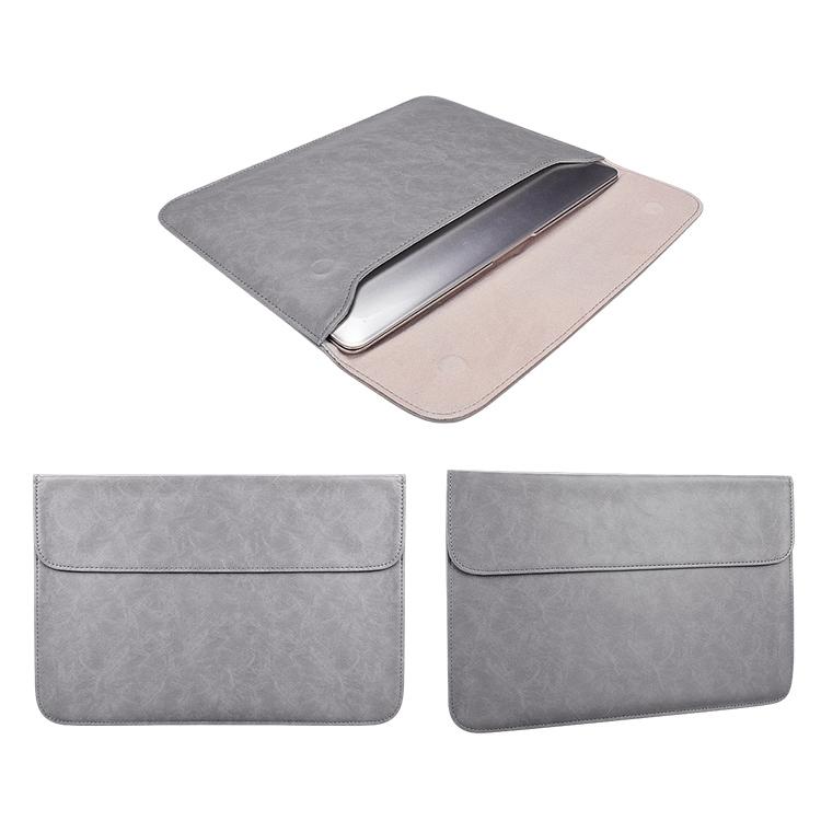 Horizontal Magnetic Leather Laptop Inner Bag - Invisible Buckle - Grey