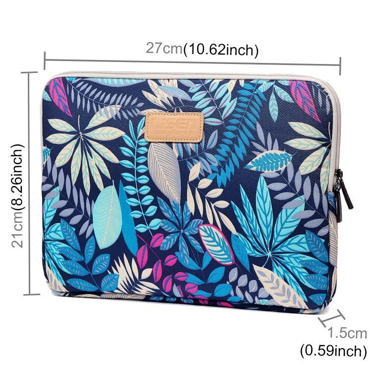 Colourful Leaves Sleeve Case for Ipad Air Galaxy Tab Yoga Surface Pro - Zipper Bag for 10.1 Laptops / Tablets - Grey