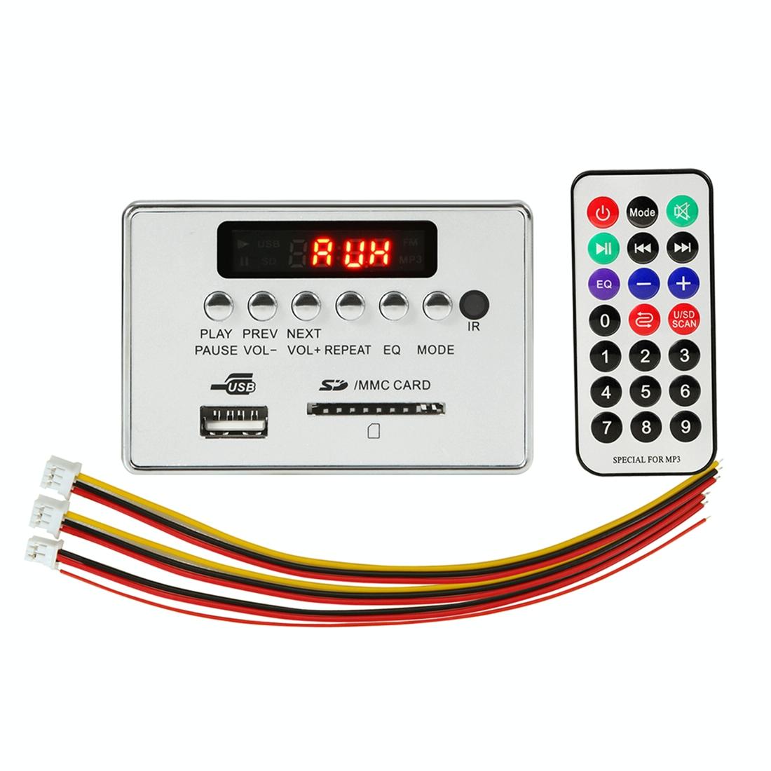 Car Mp3 Player Board With Bluetooth Fm Radio Sd / Usb / Aux Remote - Silver Grey