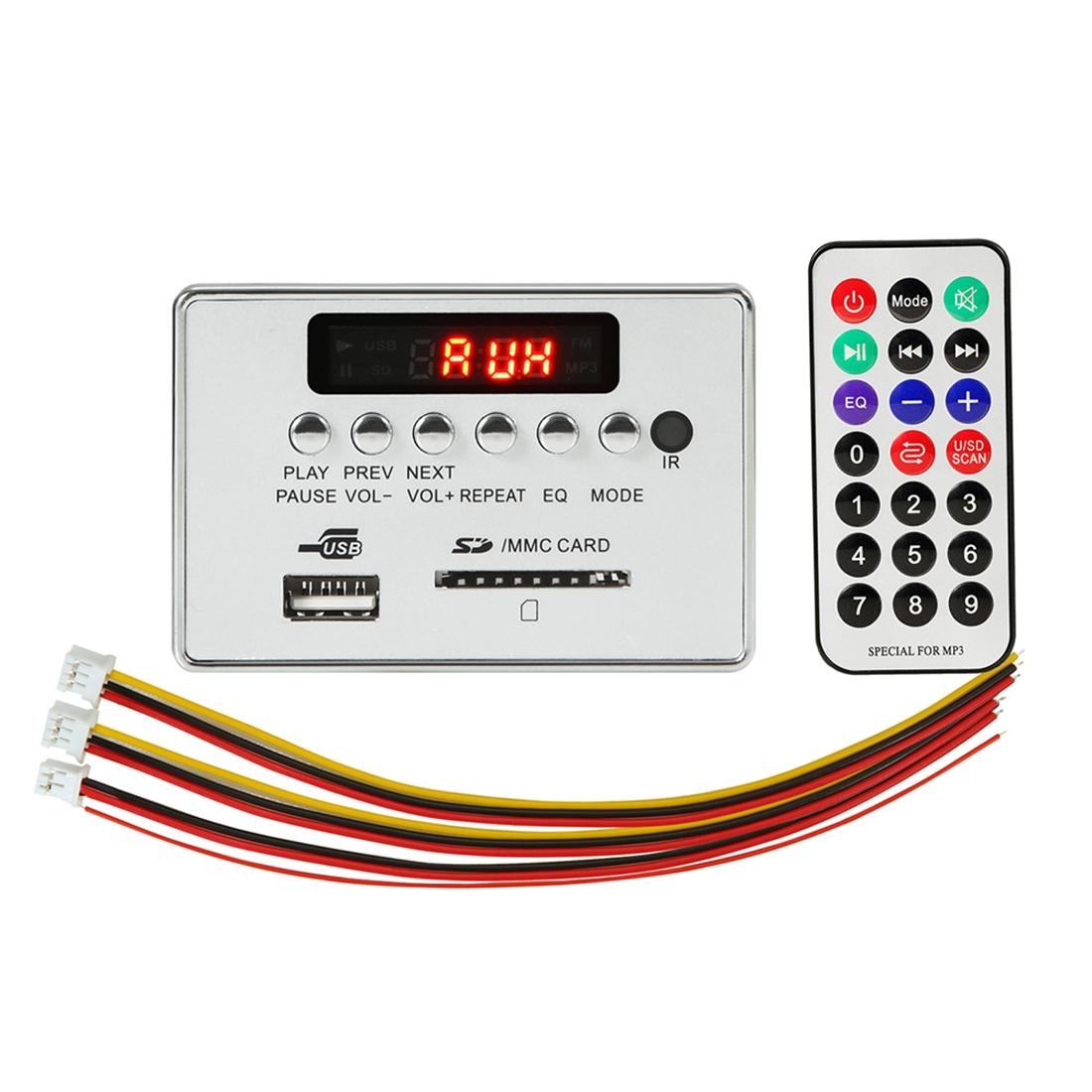 Car Mp3 Player Board With Bluetooth Fm Radio Sd / Usb / Aux Remote - Silver Grey