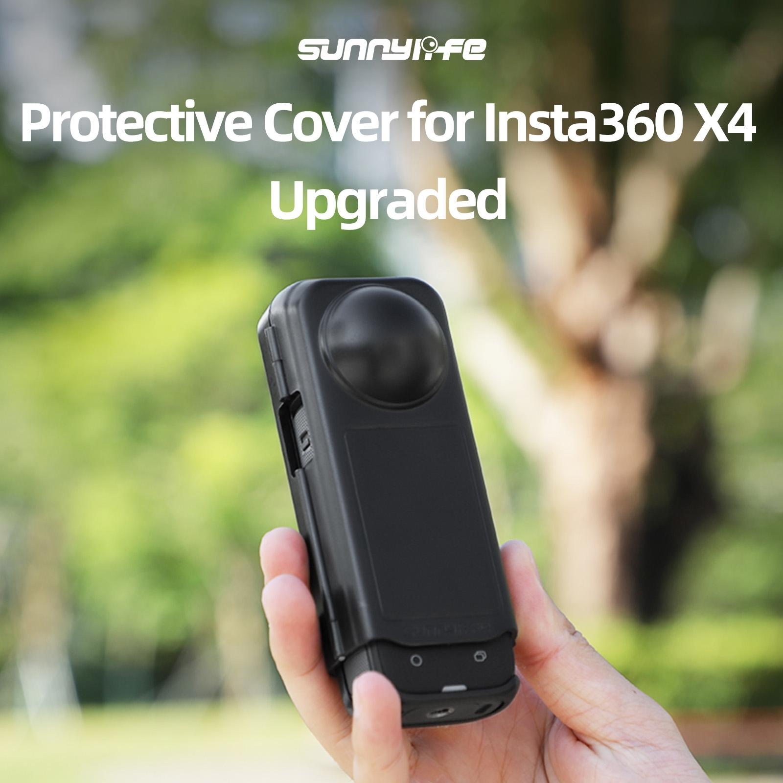 Transparent Black Sunnylife Camera Cover for Insta360 X4 with Integrated Lens Screen Protection