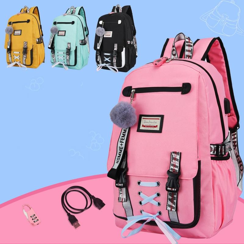 Anti-theft Usb Backpack for Sports and Leisure - Purple