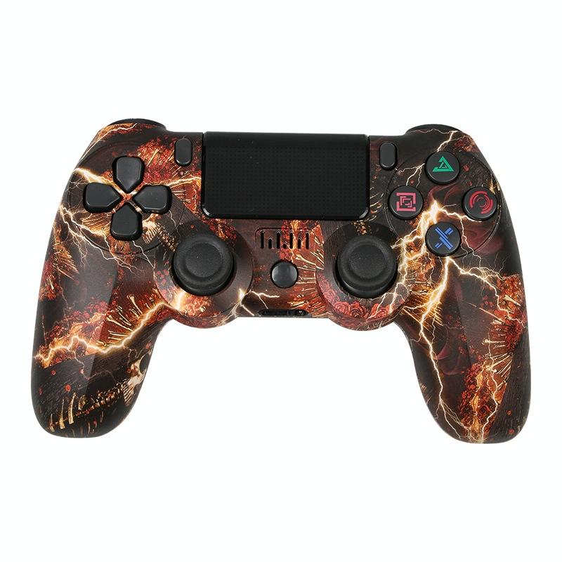 Wireless Bluetooth Game Controller for Ps4 with Dual Vibration and Light Strip - Fire Ghost