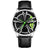 Men Metal Motorcycle Watch with Rotating Hub - Black Leather Black Steel Red Surface
