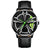 Men Metal Motorcycle Watch with Rotating Hub - Black Leather Black Steel Red Surface