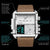 Waterproof Square Multifunctional Sports Quartz Watch - White Steel-White
