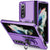 For Samsung Galaxy Z Fold4 5G Shockproof Case With Holder - Pc Tpu - Purple + Black