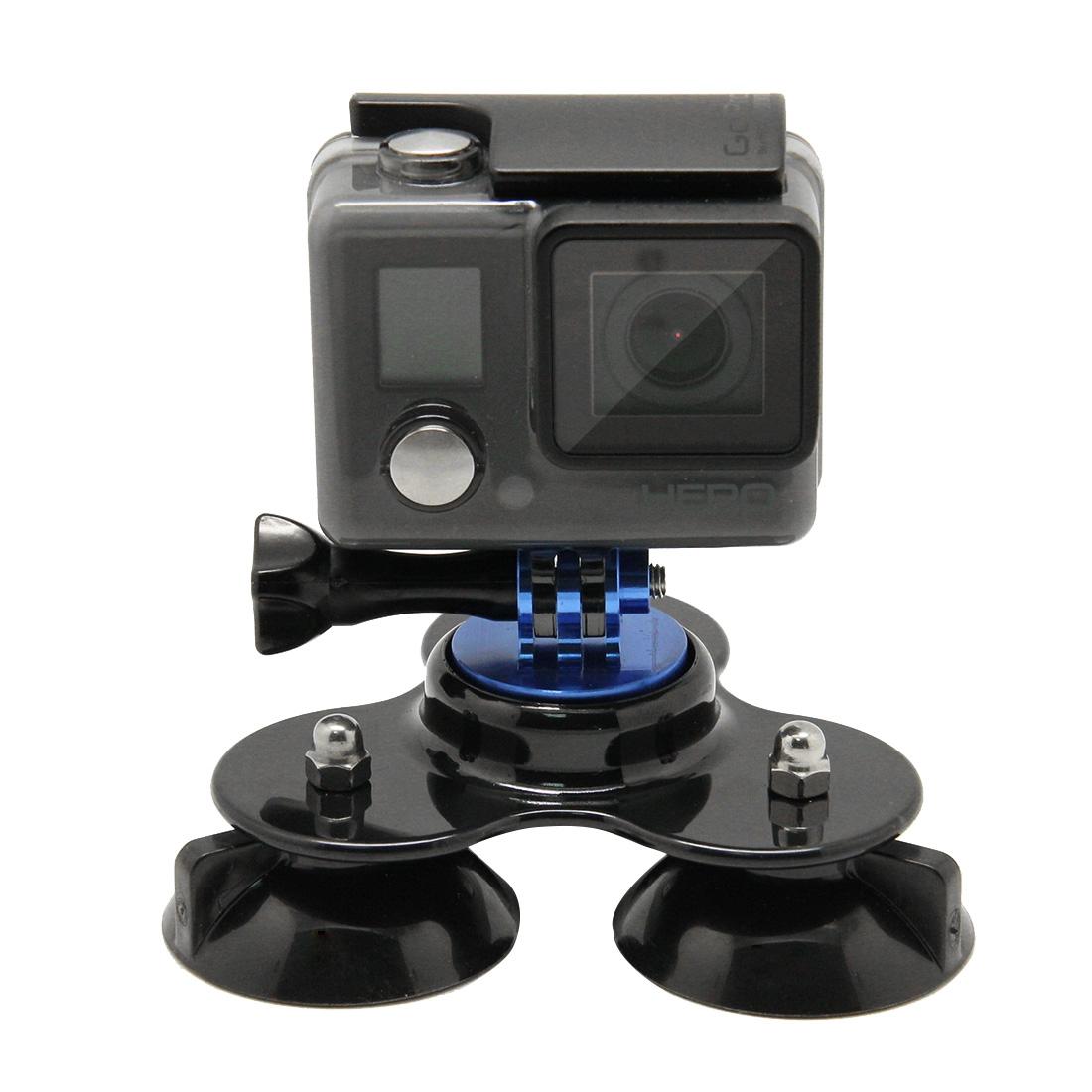 Universal Suction Cup Mount for Action Cameras with Tripod and Handle - Gold