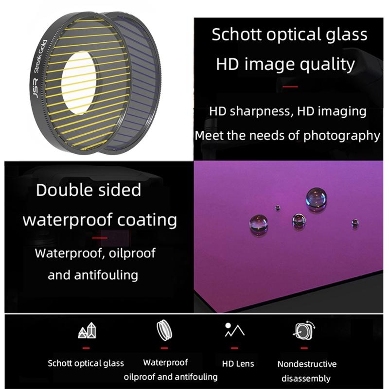 Enhanced Streak Drawing Lens Filter for Dji Action 3 - Gold