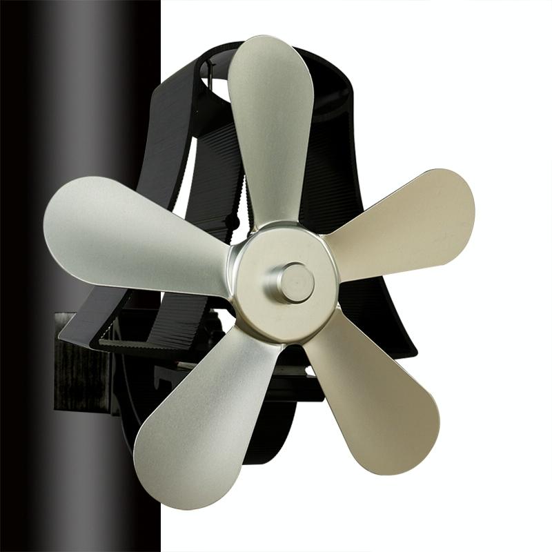 High Temp 5-blade Heat Powered Stove Fan for Fireplaces - Gold