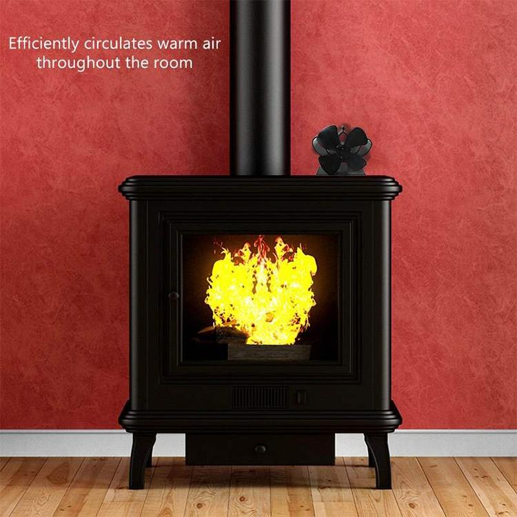 High Temperature 4-blade Heat Powered Stove Fan for Fireplaces - Gold