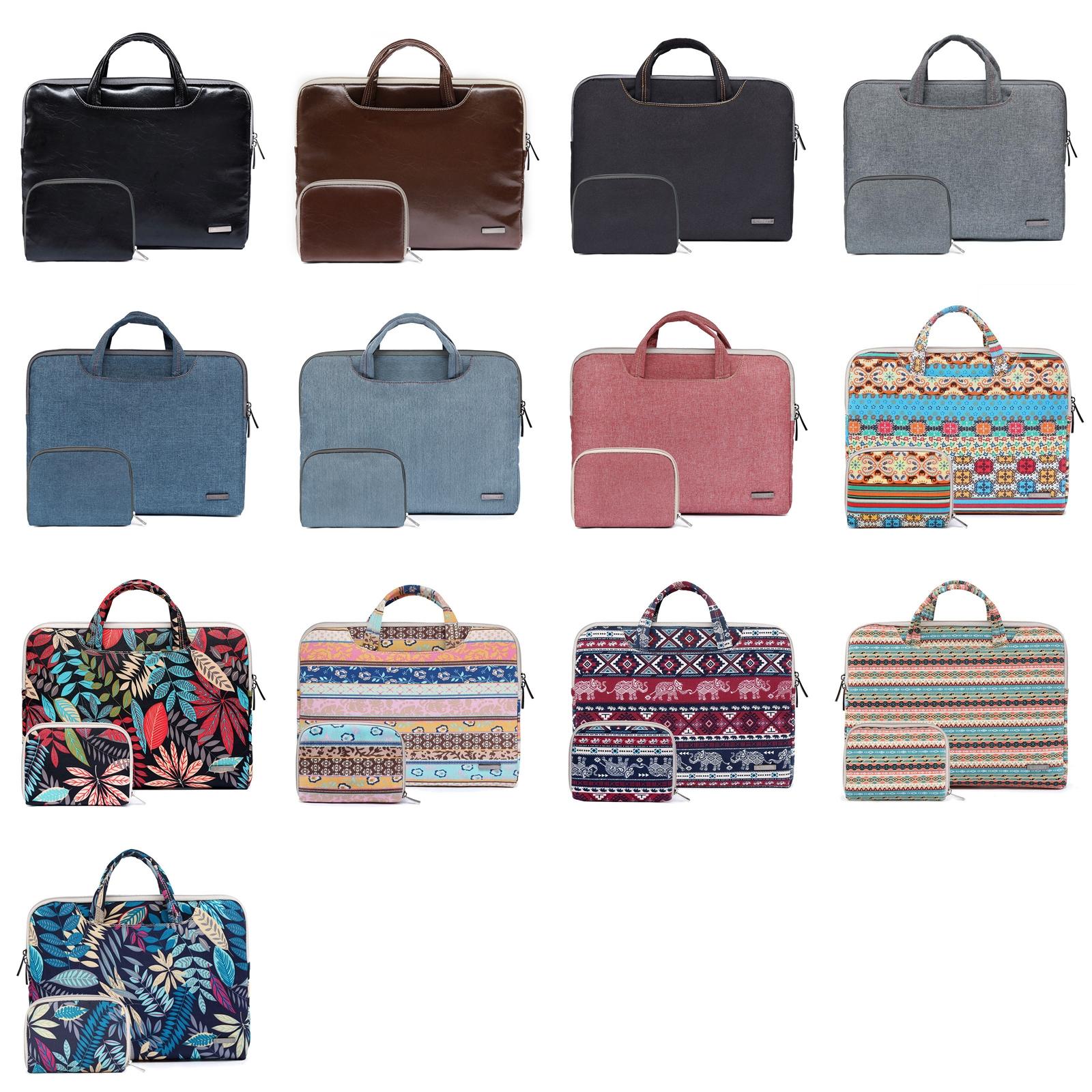 15.6 Inch Simple Business Laptop Bag With Liner - Ls-116 - Canvas Vintage Pattern Pink