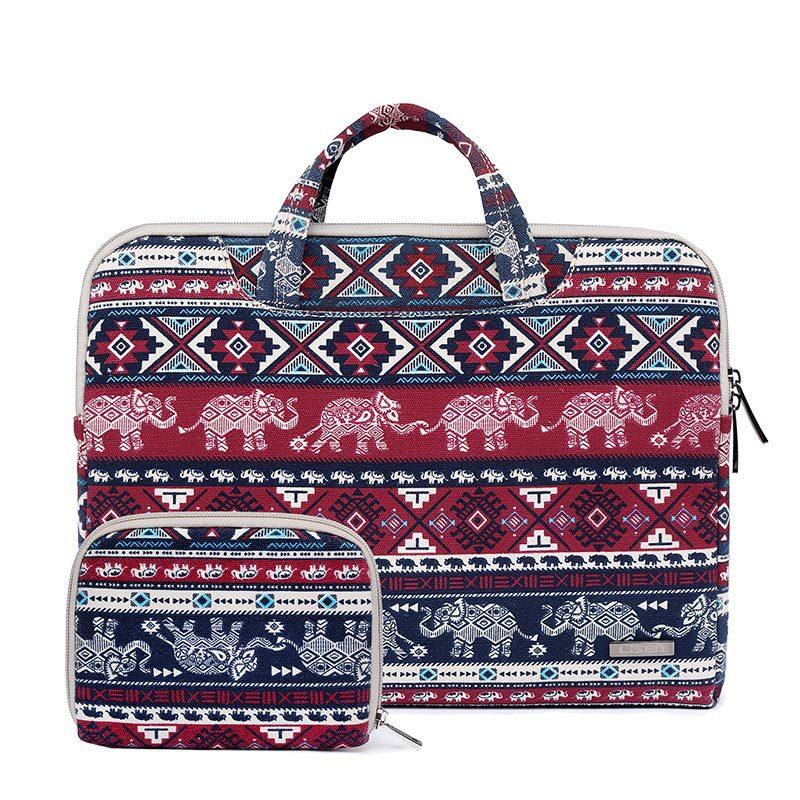 15.6 Inch Simple Business Laptop Bag With Liner - Ls-116 - Canvas Vintage Pattern Pink